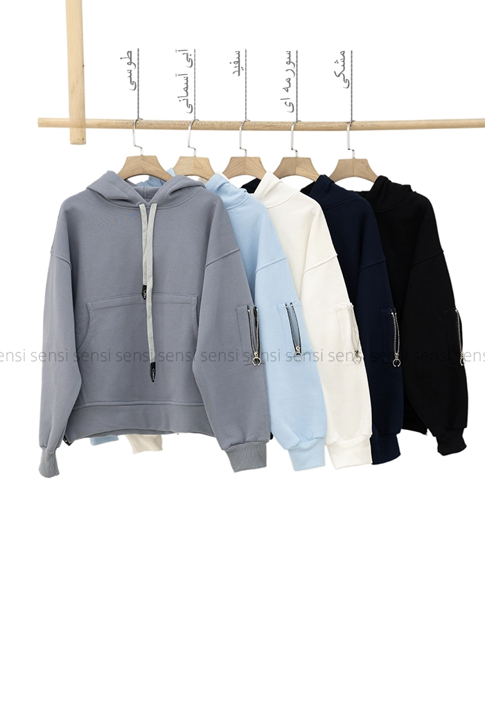 هودی باکسی آستین زیپ کد1005152